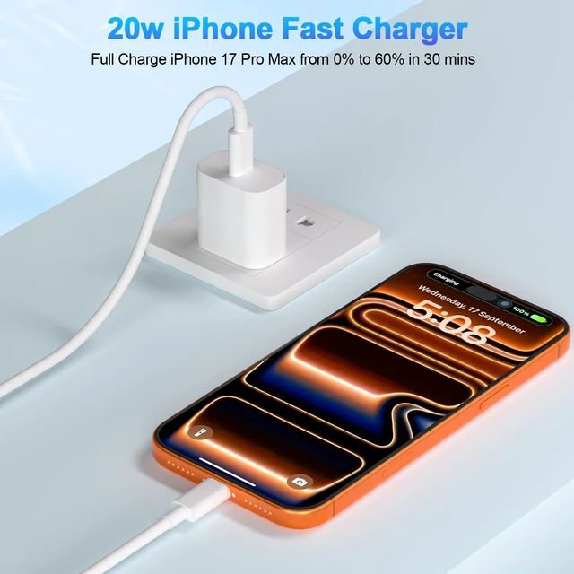 Alt view image 2 of 7 - iPhone 17 16 15 Charger Fast Charging,2Pack 10FT USB C Charging Cable with 20W USB C Charger Block Fast Charger for Apple iPhone 17 Pro Max/17 Air/17/16 Pro Max/15 Plus/16/iPad Pro/iPad Air,AirPods