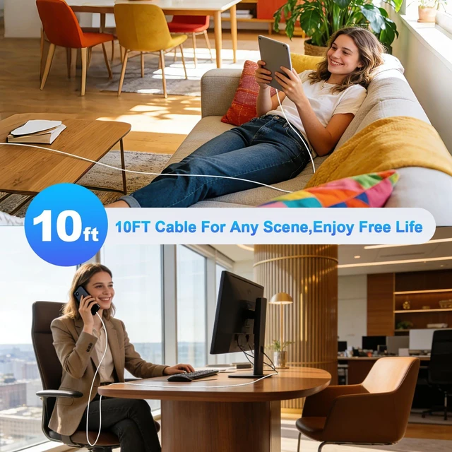 Alt view image 6 of 7 - iPhone 17 16 15 Charger Fast Charging,2Pack 10FT USB C Charging Cable with 20W USB C Charger Block Fast Charger for Apple iPhone 17 Pro Max/17 Air/17/16 Pro Max/15 Plus/16/iPad Pro/iPad Air,AirPods
