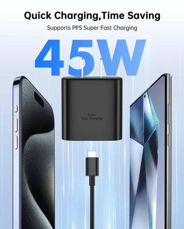 Alt view image 2 of 14 - Ryaobwu 45W USB C Super Fast Charger Compatible with Samsung Galaxy S26 | Fast Charging with 6ft Cable for S26 Ultra/S25/S24/S23+/S23/Ultra,Z Fold 8/7,Z Fild 8/7 Type C Android Phone Wall Charger