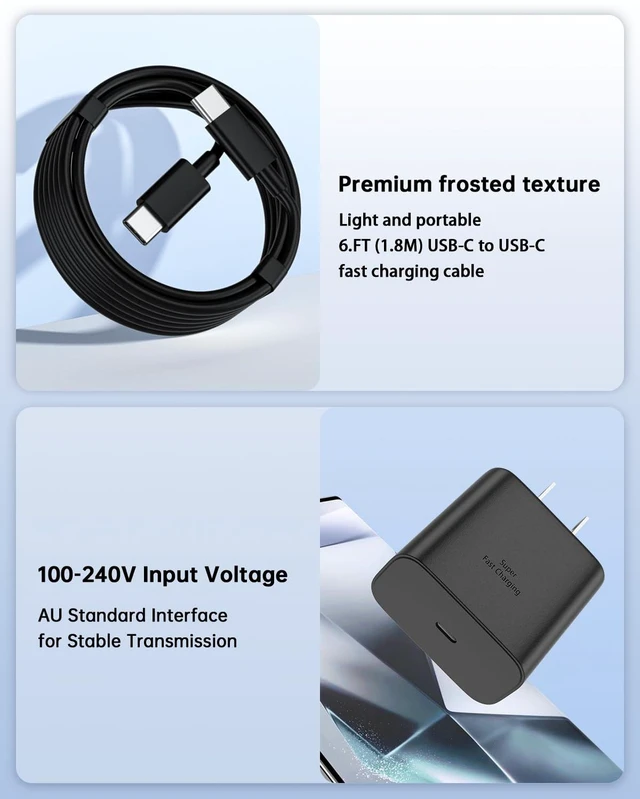 Alt view image 7 of 14 - Ryaobwu 45W USB C Super Fast Charger Compatible with Samsung Galaxy S26 | Fast Charging with 6ft Cable for S26 Ultra/S25/S24/S23+/S23/Ultra,Z Fold 8/7,Z Fild 8/7 Type C Android Phone Wall Charger