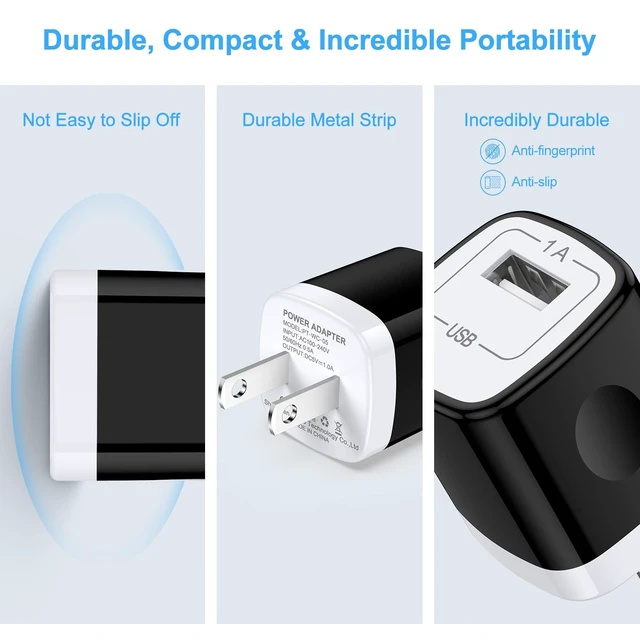 Alt view image 3 of 7 - 5V 1A Power Adapter USB A Charger Block 10Pack for iPhone 18 Pro Max/17e/16|Charging Cube USB Bulk Single Port Wall Outlet Plug for Samsung Galaxy A18/S26 Ultra/Z Fold8/Flip8/S26FE/A17/A36/A37/A08/S25