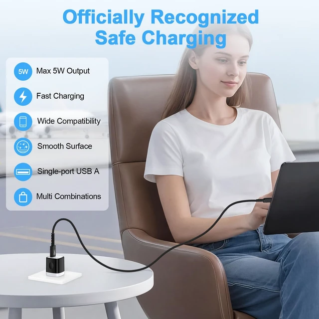 Alt view image 5 of 7 - 5V 1A Power Adapter USB A Charger Block 10Pack for iPhone 18 Pro Max/17e/16|Charging Cube USB Bulk Single Port Wall Outlet Plug for Samsung Galaxy A18/S26 Ultra/Z Fold8/Flip8/S26FE/A17/A36/A37/A08/S25