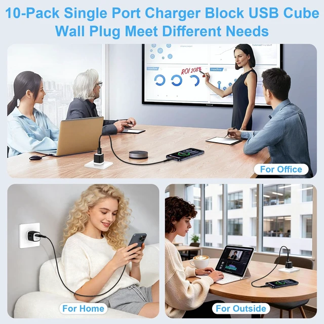 Alt view image 7 of 7 - 5V 1A Power Adapter USB A Charger Block 10Pack for iPhone 18 Pro Max/17e/16|Charging Cube USB Bulk Single Port Wall Outlet Plug for Samsung Galaxy A18/S26 Ultra/Z Fold8/Flip8/S26FE/A17/A36/A37/A08/S25