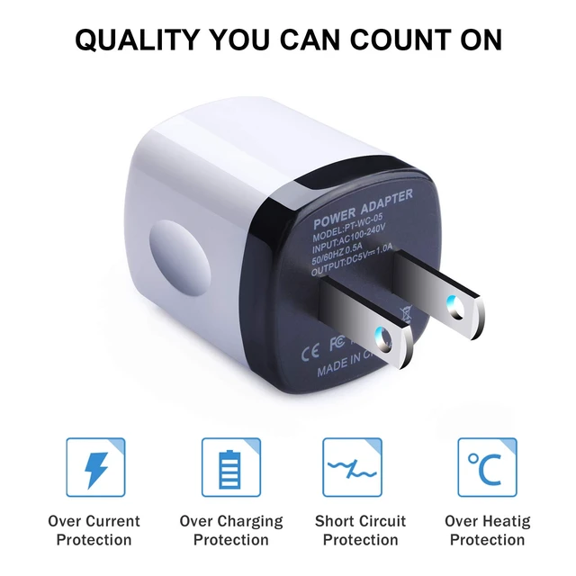Alt view image 5 of 7 - USB Charger Plug,Fast Charging Block,1A USB Cube 10Pack Wall Outlet Adapter|for iPhone 18 Pro Max/Duo/17e/16Plus/15/14/13/12/11/X/SE/8,Samsung Galaxy S26 Ultra/S25FE/A17/A36/A37/A16/S24Pixel 11Pro/10A