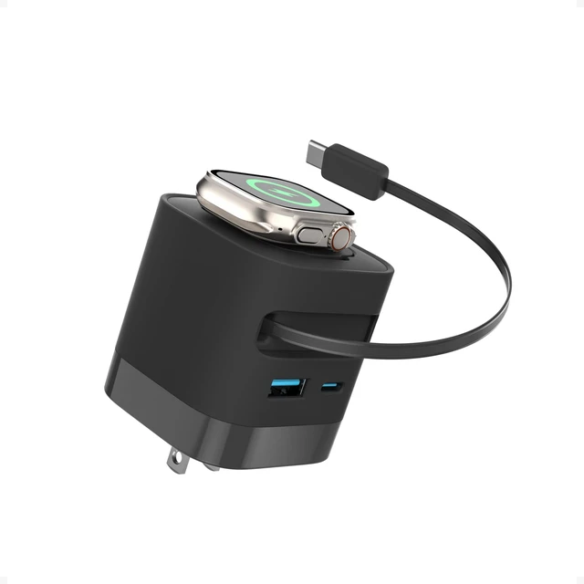 Main image of Charging Blocks for Apple Watch, CHARCO 35W Retractable USB C Charger Block|1 USB C and 1 USB A Wireless Smart Watch Charger with Foldable Plug, Compatible with iPhone18/Duo, AirPods, iWatch, 1 Pack.