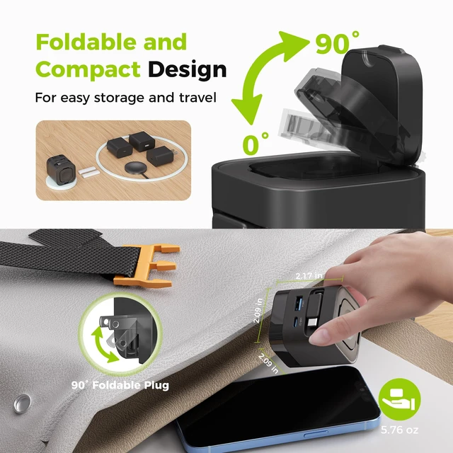 Alt view image 5 of 7 - Charging Blocks for Apple Watch, CHARCO 35W Retractable USB C Charger Block|1 USB C and 1 USB A Wireless Smart Watch Charger with Foldable Plug, Compatible with iPhone18/Duo, AirPods, iWatch, 1 Pack.