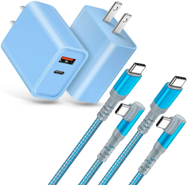 Main image of Fast C Charger Kit, 2 Pack 20W PD USB C Wall Charger Block Type-C Cable | 10ft Android Phone Charger 90 Degree C-C Cable Fit for iPhone 15/16/17 Samsung Galaxy S25/S24 Plus/S23/S22 Ultra Note 10 Plus