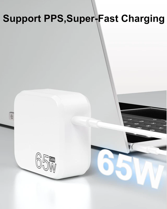 Alt view image 2 of 7 - VillaCool 65W/45W GaN Fast Charger Compatible With Samsung Galaxy Book Pro, Pro 360, NP950QDB NP930QDB NP935QDC NP950XDB NP930XDB 15.613.3 and Notebook 7/9 series,USB C Cable for Laptop Charger