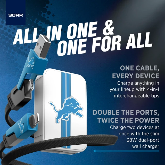 Alt view image 4 of 7 - SOAR NBA Slim Wall Charger and 4 In 1 Multi Charging Cable, Cleveland Cavaliers