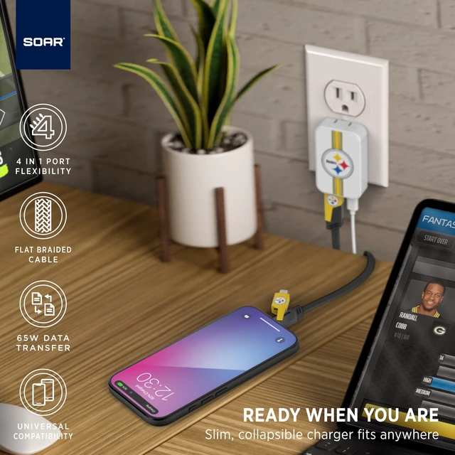 Alt view image 6 of 7 - SOAR NBA Slim Wall Charger and 4 In 1 Multi Charging Cable, Cleveland Cavaliers