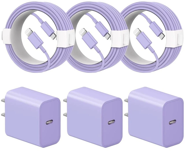 Main image of iPhone 14 13 12 11 Charger Fast Charging iPhone Fast Charger 3-Pack 20W iPad Chargers 6FT C Chargers Fast Charging Cord Whit iPhone 14/14 Max/13 Pro/13/12 Mini/12 Pro Max/11 Max/Xs and iPad(Purple)