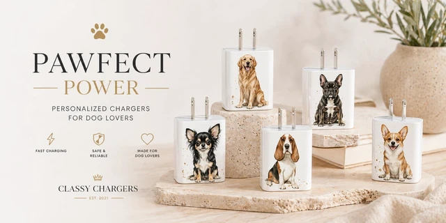 Alt view image 6 of 6 - Dog Breed Phone Charger Set, 35W GaN Fast Charger Block with USB-C & USB-A, Includes USB C to C 6FT Cable, Dual Port Wall Adapter for iPhone & Android, for Dog Lovers (Dachshund)