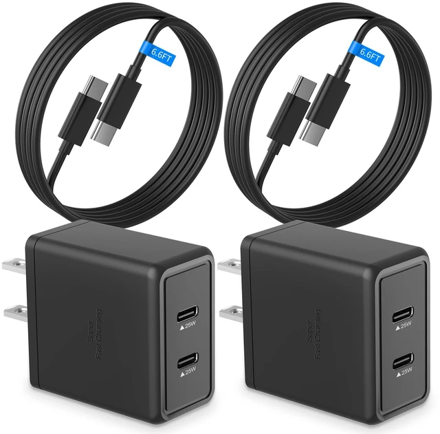 Main image of 2 Pack 25W Super Fast Charger for Samsung Galaxy A17 A16 A57 A56 A37 A36 5G|Dual USB C Ports Travel Adapter,for Samsung/iPhone/Google Android,2* 6.6FT Type C Cable,Travel Essentials,Phone Accessories