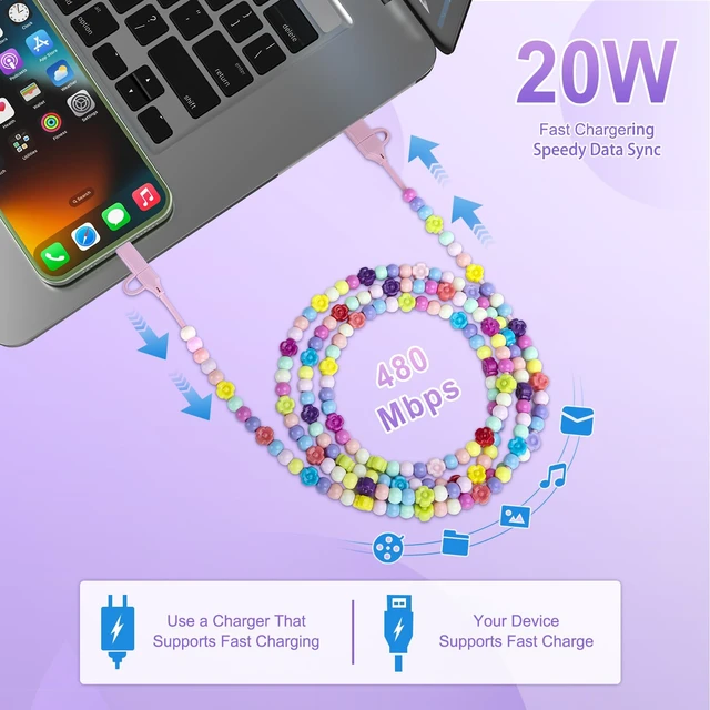 Alt view image 5 of 7 - for iPhone 18 Charger USB C Type C Chargers Lightning Multi Charging Cable | Colorful Fast Charger 20W Type C Fast Charging 4-in-1 Multi Cord for iPhone 18 17 16 15 14 13 12 11 Android