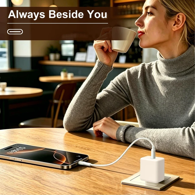 Alt view image 7 of 7 - JQKQJ 20W PD USB-C Wall Charger, Fast Charging Block for iPhone 17/16/15/14/13/12, Compact USB C Charger Brick for iPad, AirPods, Samsung Galaxy, Travel Adapter with Global Voltage Support
