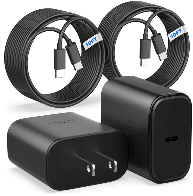 Main image of 60W USB-C PD PPS Fast Charger with 10FT Cable for Samsung Galaxy 26, 2-Pack | Type C Android phone charger compatible with Galaxy S26 S25 S24 Ultra Plus, iPhone 18 Pro Max 17 16 15
