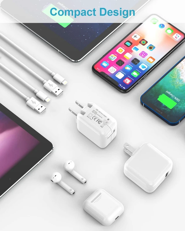 Alt view image 6 of 7 - Apple iPad Charger Wall Charger and Cord 10 ft 2Set,12W iPad Fast Charging Block and Cord 10 ft Apple Certified Lightning Cable for iPad 7th 8th 9th Generation/Air/Mini,iPhone