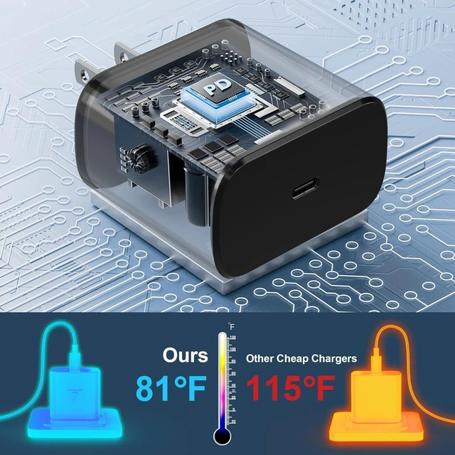 Alt view image 6 of 7 - 60W USB C Charger For Samsung Galaxy S26 FE/S26 Ultra/S26+/S26/S25/S24/S23 | iPhone 18 Pro 18 Pro Max iPhone Duo, iPad Wall Charger Block, 10FT USB C Charging Cable Cord Android Phone 2 Pack