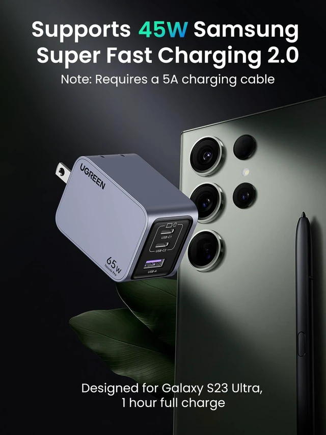 Alt view image 5 of 7 - UGREEN Nexode Pro 65W GaN USB C Wall Charger, 3-Port Mini Compact Foldable PPS Fast Charger for MacBook Pro/Air, Pixelbook, Dell XPS, iPhone 17/16/15 Series, Galaxy S25/S24 Ultra, Pixel 10/9