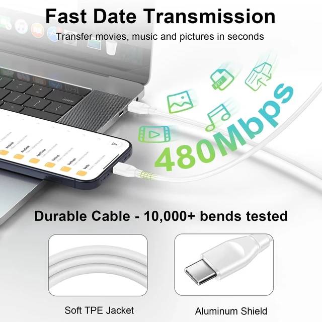 Alt view image 7 of 7 - 65W USB C Charger iphone 18 Pro Samsung S26 Fast Charger Block, White | Samsung S25 Edge Z Fold7 Fast Charging charger USB C to C Charger Phone Charge Samsung W26 Galaxy A56 S21 Ultra 5G S20 5G