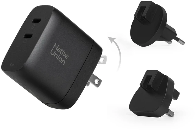 Main image of Native Union Fast GaN Charger PD 67W Ultra-Compact Multi-Device Power Delivery Enabled USB-C Charger Up to 67W for MacBook Pro, iPads, iPhones, Pixel, Galaxy & Other Type-C Devices (Black)