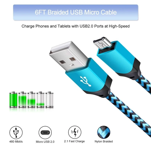 Alt view image 4 of 7 - Android Phone Charger Micro Cable,4-Pack Wall Plug 1A/5V Power Adapter Box|with 6ft Nylon Braided Fast Charging Micro USB Cord Compatible Samsung Galaxy S7 S6 Edge S4 Note 5,Moto G5 Plus E4 G6Play,HTC