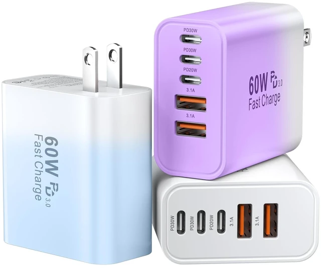 Main image of USB C Fast Charger Blocks, 60W iPhone USB Type C Wall Charging Power Blocks|USBC Charger Super Fast Charging Plug Brick, 5-Multiport Charger Cube Travel Adapter for iPhone 17/16/15/14/13 Pro Max/iPad