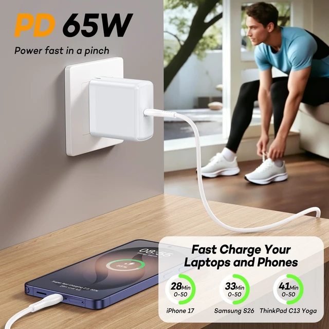 Alt view image 3 of 7 - Pixel 10 9 8 Pro XL Fast Charger USB C, 65W Super Fast Charging Block Type C for Google Pixel 10 Pro/10 Pro XL/10/9/9a/Fold/8/7 Pro/6/5/4 Moto 70 Edge 60Stylus iPhone Laptop Charger