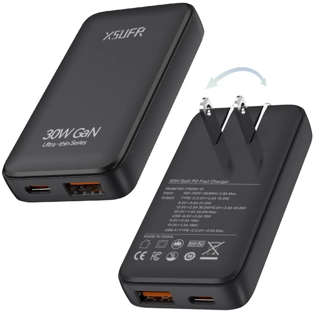 Main image of 30W USB C Charger Block,Slim Wall Charger Travel Ready Fast Charging Block,2-Port Compact Charger with Foldable Plug for iPhone 17/16 Series, Galaxy, and More,2-Pack(2026 Update)