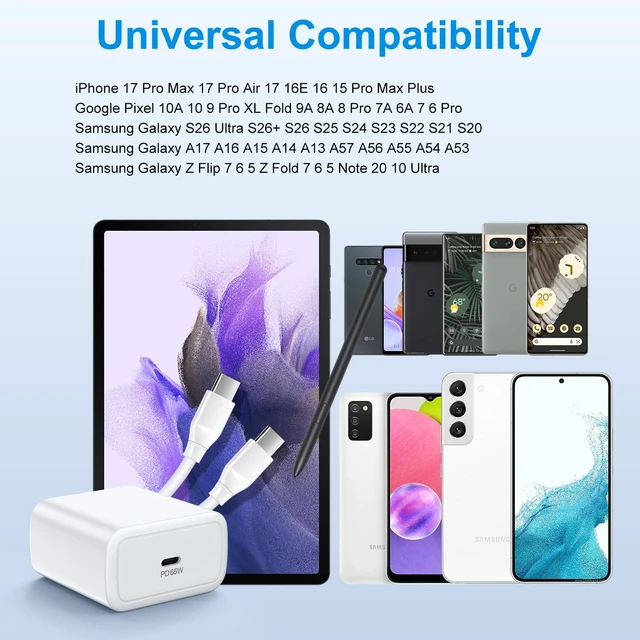 Alt view image 7 of 7 - for iPhone 17 16 15 Charger Fast Charging 65W USB C Block with 10FT Cord | USB C Fast Charging Block for iPhone 17 17E 16 16E 15 Pro Max Plus,iPad Pro 13/11/12.9 inch, iPad A16/10th, iPad Air 13