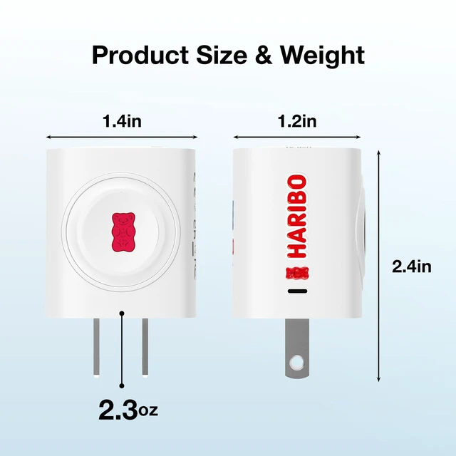 Alt view image 7 of 7 - Haribo Charger Block for Apple Watch, 3-in-1 PD 20W USB C Charging Station with Built-in Wireless Smart Watch Charging, Dual Ports Wall Charger Compatible with iPhone,AirPods,iWatch