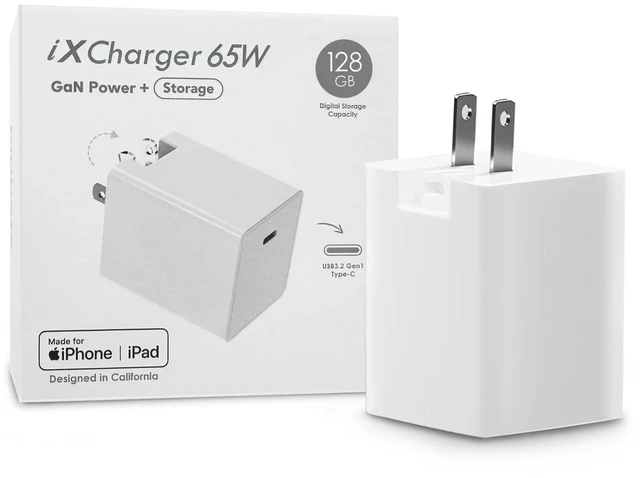 Main image of Piodata USB-C Charger iPhone Flash Drive: 65W Fast Charging, 128GB Apple MFi Certified for iPad, Android, Laptop, MacBook, Backup Storage, External Memory, PD Power Adapter, iXCharger
