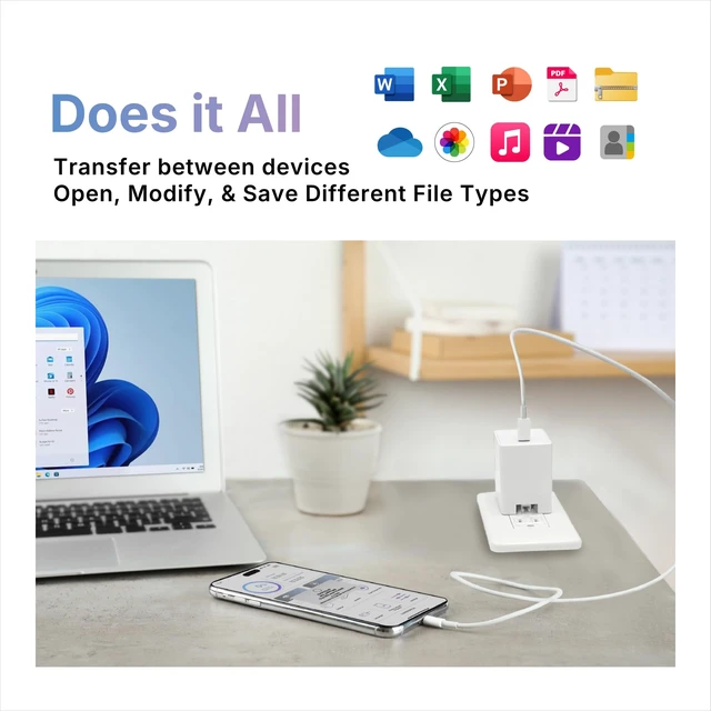 Alt view image 4 of 6 - Piodata USB-C Charger iPhone Flash Drive: 65W Fast Charging, 128GB Apple MFi Certified for iPad, Android, Laptop, MacBook, Backup Storage, External Memory, PD Power Adapter, iXCharger