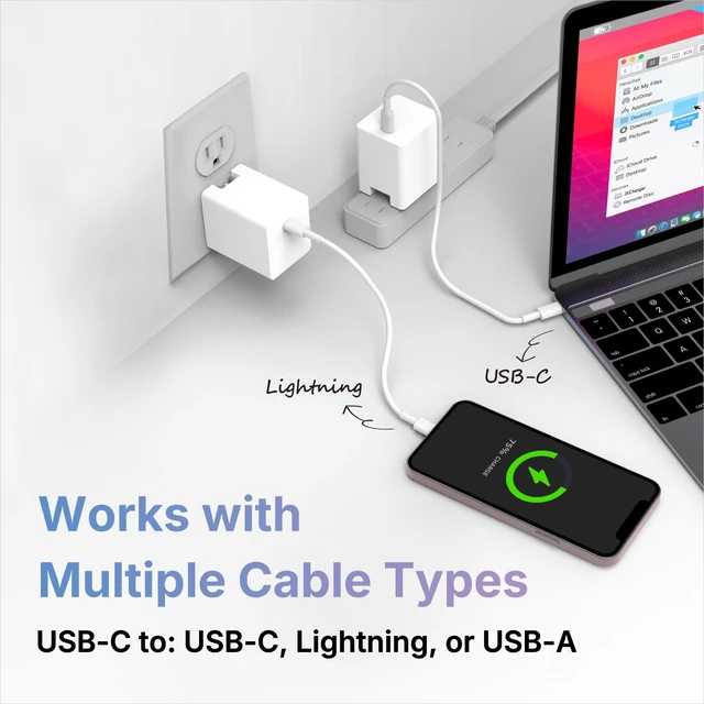 Alt view image 5 of 6 - Piodata USB-C Charger iPhone Flash Drive: 65W Fast Charging, 128GB Apple MFi Certified for iPad, Android, Laptop, MacBook, Backup Storage, External Memory, PD Power Adapter, iXCharger