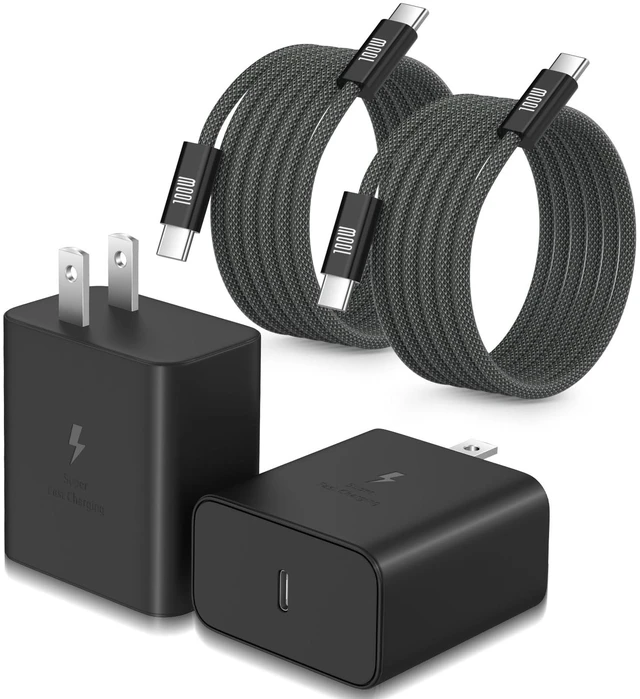 Main image of 45W USB C Charger for Galaxy S26 S25 Ultra with 6ft USB C to C Cable | Excgood Super Fast Charging Block for Galaxy S24 FE S23 S22 S21, Note, Tab S12, iPhone 18 17 Pro Max -2Pack,Black