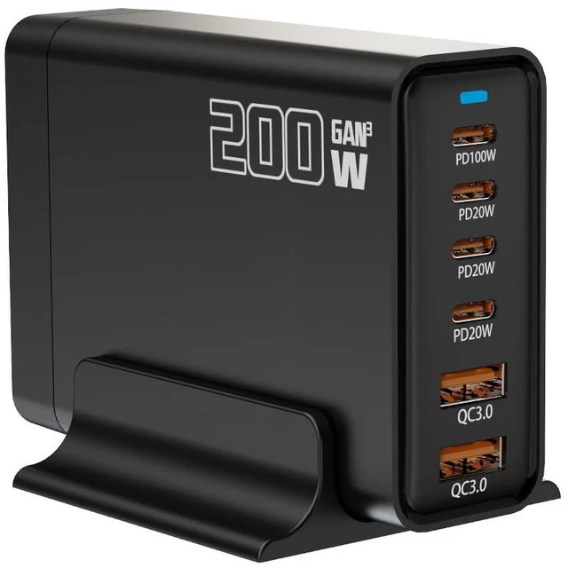 Main image of Heargrow 200W GaN USB C Charging Station, 6-Port USB C Multi Charger Block with 4 Cables, Fast Wall Charger Power Strip for iPhone 17 16 15 14, iPad, MacBook, Samsung Galaxy, Pixel