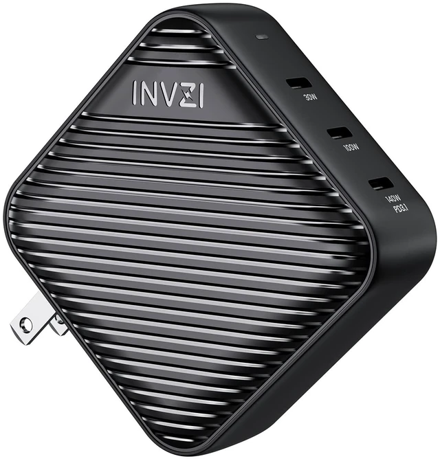 Main image of INVZI GaNHub 140W USB C Charger, PD 3.1 GaN Charger 3-Port Foldable Laptop Wall Charger Power Adapter for MacBook Pro 16" M1, Dell XPS, iPad Pro, iPhone 16/15 Series, Galaxy, Steam Deck