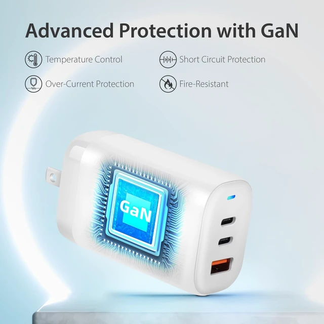 Alt view image 4 of 7 - iBenzer 65W GaN USB C Foldable Charger PD 3.0, 3-Port Fast Charger with 3FT USB-C Fast Charging Cord for iPhone 17/16/15, MacBook Pro/Air, iPad, Switch, Galaxy S25/S24, iPad,Dell XPS 13 (White)