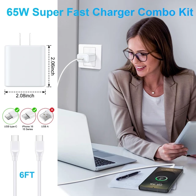Alt view image 5 of 7 - ANDHOT 65W USB C Super Fast Laptop Charger Compatible with Samsung Laptop|Book Pro 15.6" 13.3"/Galaxy Book 5 4 3 2 Book Pro 360 NP950QDB NP930QDB NP935QDC NP950XDB NP930XDB,Type C Laptop Fast Charger