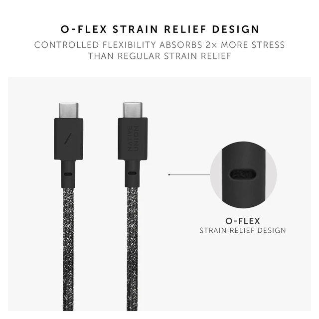Alt view image 2 of 7 - Native Union Type-C Belt Cable - 4ft Ultra-Strong USB-C to USB-C Charging Cable for iPhone 18 Pro/Pro Max, iPhone Duo, iPad Pro/Air (M4), MacBook Air (M5), Galaxy S26, Flip/Fold 8 (Cosmos)