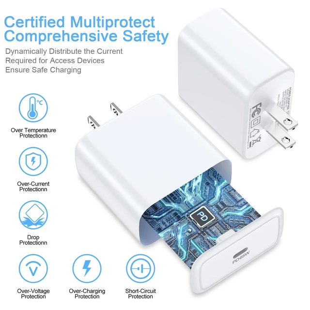 Alt view image 6 of 7 - 65W Super Fast Type C iPhone 18 Pro Max Charger Block & 6FT Charging Cable | USB C Charger Cube for iPhone Duo iPhone 18 Pro Max 18 Pro 17 Air 16 e 15 14, Samsung S26 Ultra S25 A57 A37 A17 A16 A36 A26
