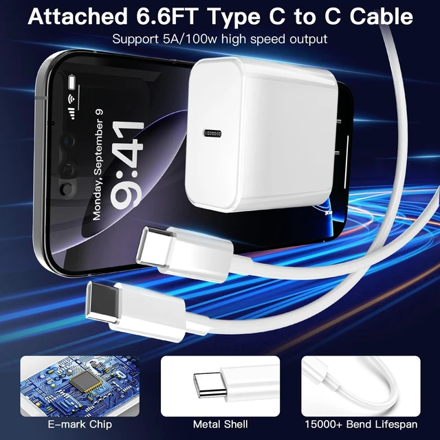 Alt view image 3 of 7 - iPhone 17 16 15 Pro Max Charger Fast Charging, 45W USB C iPhone Super Fast Charger Block with 6ft Type C Charging Cable Cord for iPhone 17 Pro Max/17 Pro/Air/17/16/16Pro/16Pro Max/Plus/15 Pro Max/09