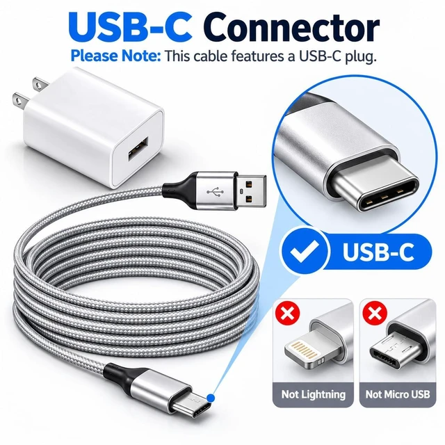 Alt view image 2 of 7 - 6.6FT USBC Nylon Braided Cable Fit for Amazon Kindle & Fire,5V/2.4A Charger | Fit for USB-C Amazon Kindle E-Readers (Kids, Paperwhite, Colorsoft, Scribe); Amazon Fire Tablets(7, HD 8/10, Max 11)
