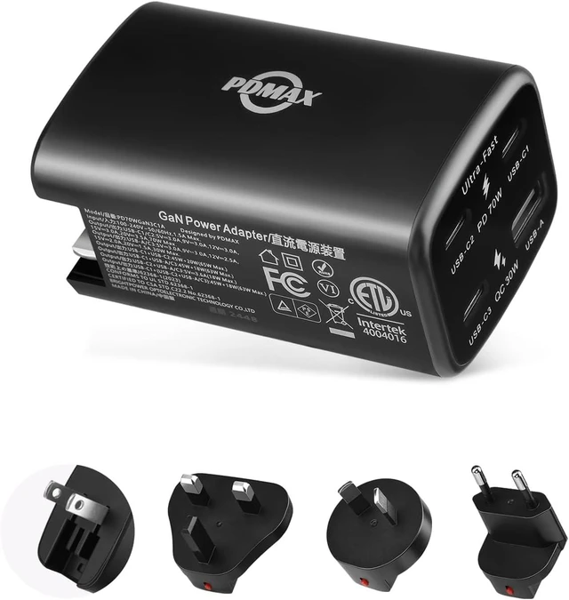 Main image of USB C Travel Charger, PDMAX 70W Universal Power Adapter, Fast Charging for Worldwide Travel Adapter, Supports PD 3.0& PPS, International Adapter for Europe, UK, Italy, Japan & More