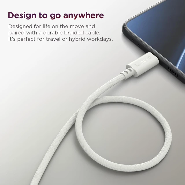 Alt view image 5 of 7 - Lenovo Multi Port USB C 100W GaN Charger Compact Fast Charging Wall Charger with 3 USB C Ports, Foldable Plug, Detachable 1.8m Cable, for Laptops, Tablets & Phones, Model CC100, Seashell
