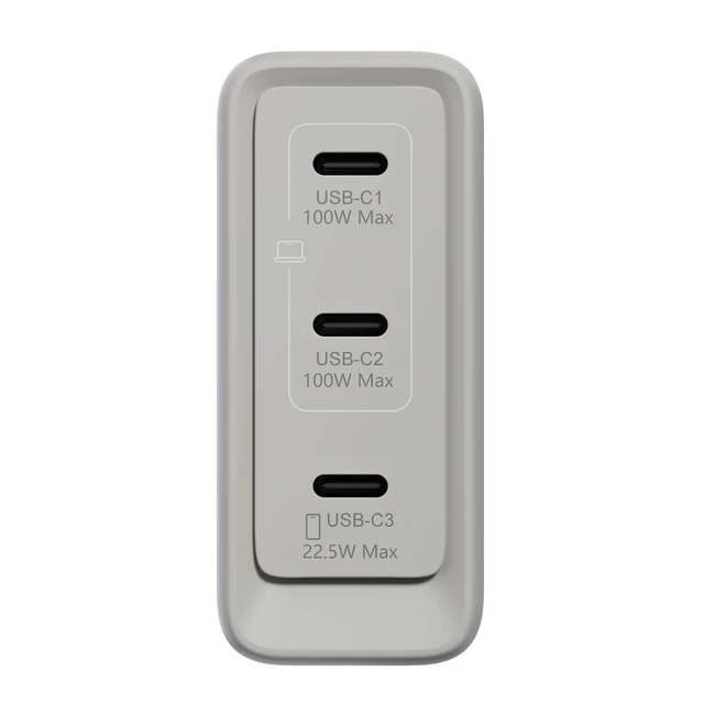 Alt view image 7 of 7 - Lenovo Multi Port USB C 100W GaN Charger Compact Fast Charging Wall Charger with 3 USB C Ports, Foldable Plug, Detachable 1.8m Cable, for Laptops, Tablets & Phones, Model CC100, Seashell