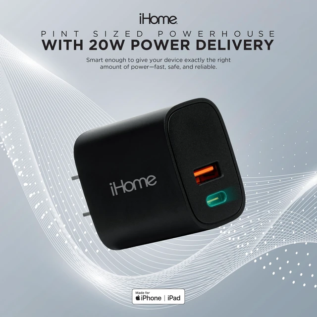 Alt view image 2 of 5 - iHome Charge & Sync Bundle, Dual Port USB Charger, 20W Power Delivery, 6ft Lightning to USB-C Cable