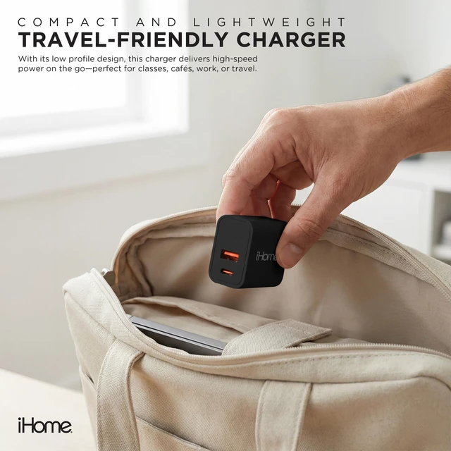 Alt view image 5 of 5 - iHome Charge & Sync Bundle, Dual Port USB Charger, 20W Power Delivery, 6ft Lightning to USB-C Cable