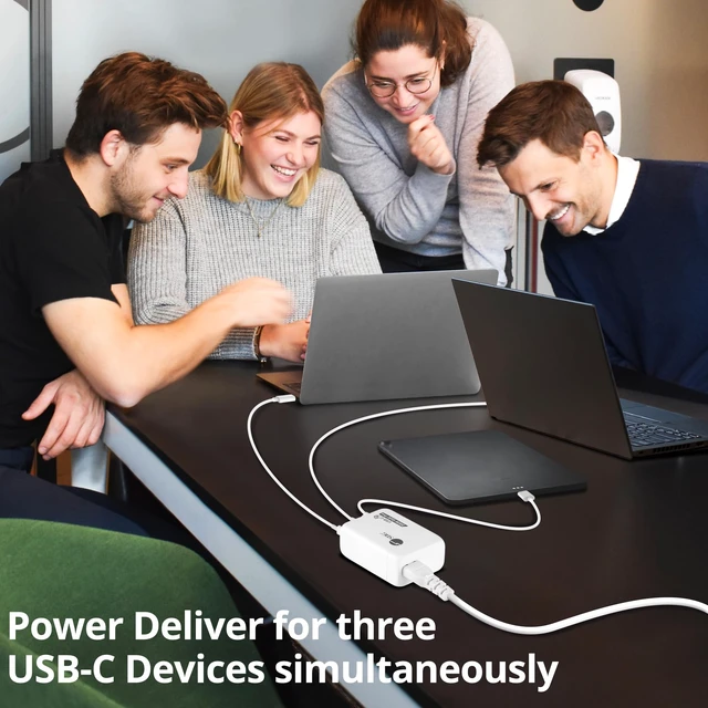Alt view image 6 of 7 - SIIG 4-Port 200W USB-C PD GaN Charger, AC-PW1V11-S1 | Charge 4 devices with 200W total output; GaN design and USB-C PD support centralized charging for laptops, tablets and.