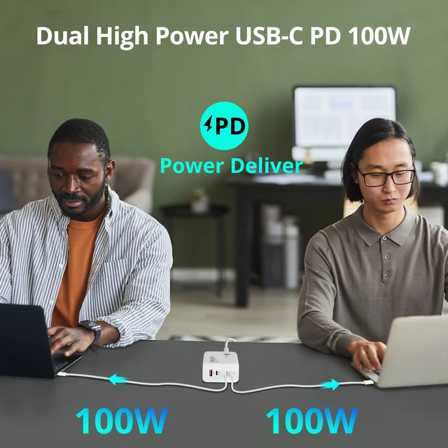 Alt view image 5 of 7 - SIIG 4-Port 200W USB-C PD GaN Charger, AC-PW1V11-S1 | Charge 4 devices with 200W total output; GaN design and USB-C PD support centralized charging for laptops, tablets and.